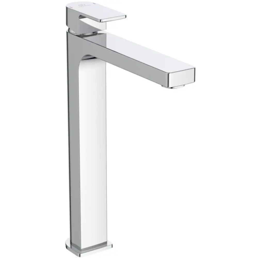 Chromene Ideal Standard Waschtischarmatur mit flachem Hebel und geradem Auslauf, geeignet für Wandmontage, ohne Ablaufgarnitur.